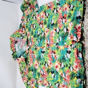 Disney Mickey Mouse Hawaiian Tropical Floral Shirt
